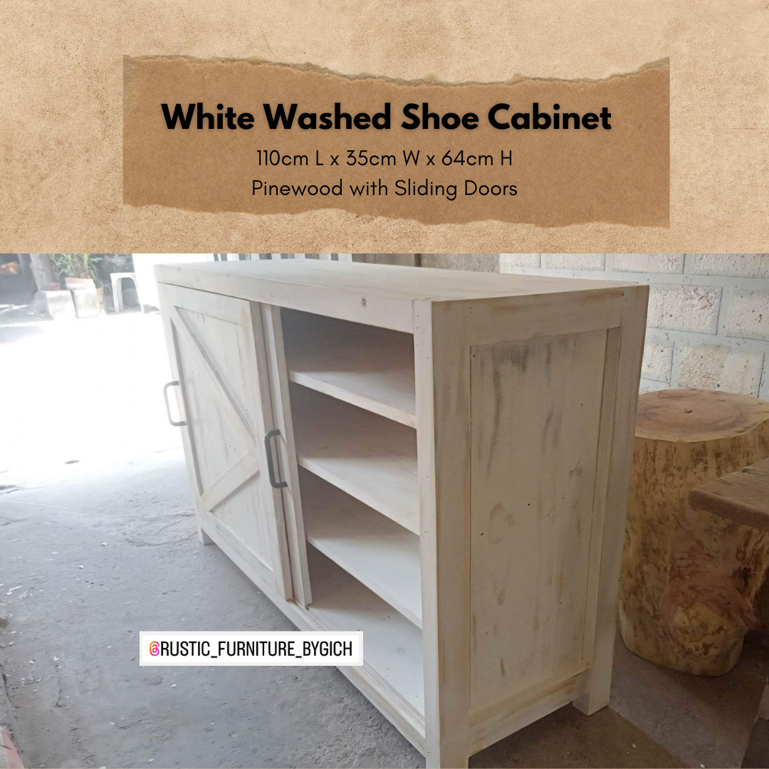SHIRO WASHED WHITE SHOE CABINET