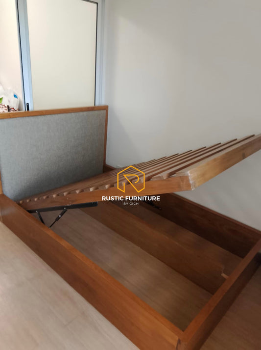 KENJI LIFT-UP STORAGE BED (UPHOLSTERED HEADBOARD)
