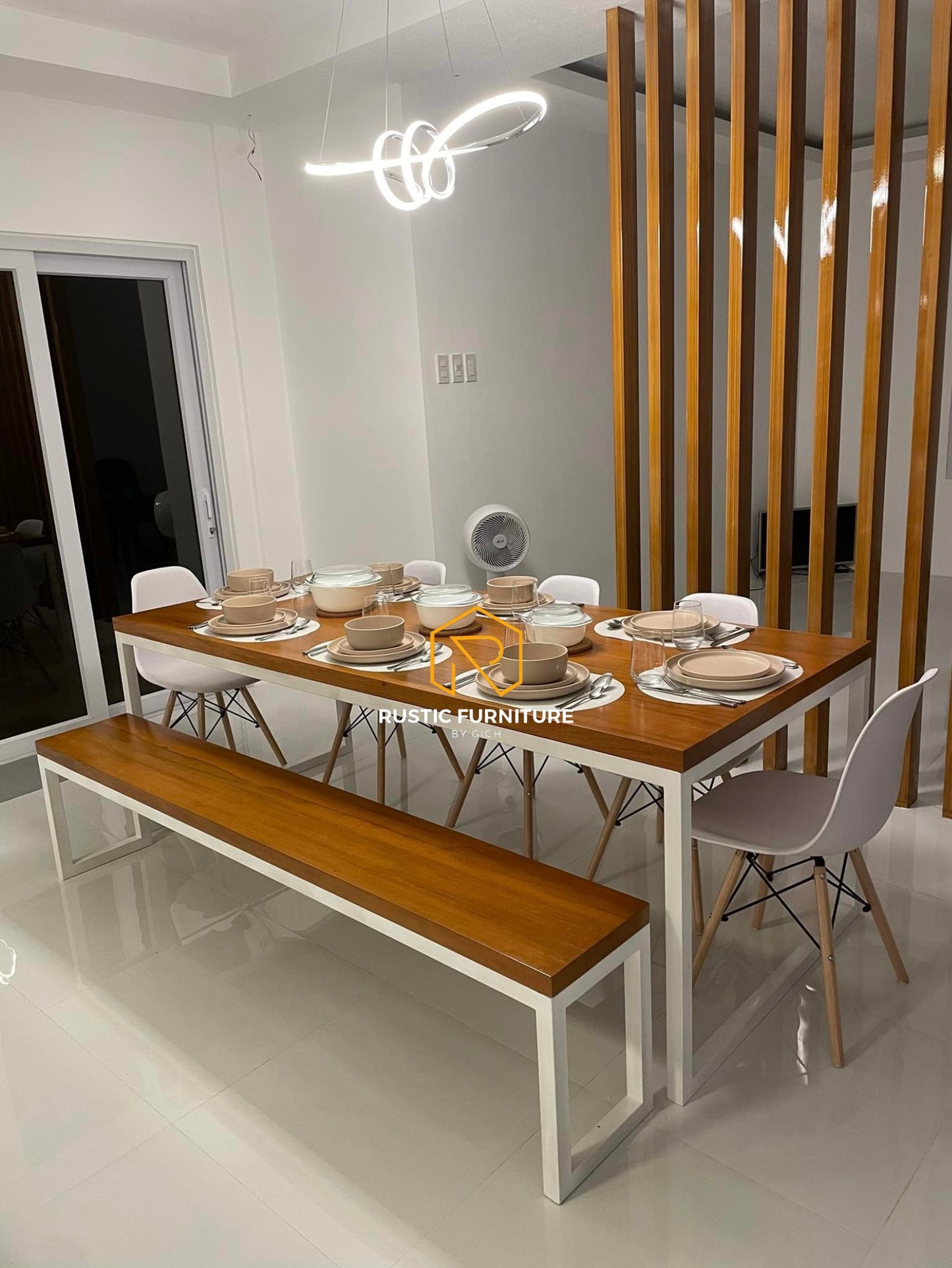 EMORI 8-SEATER INDUSTRIAL SCANDINAVIAN DINING SET