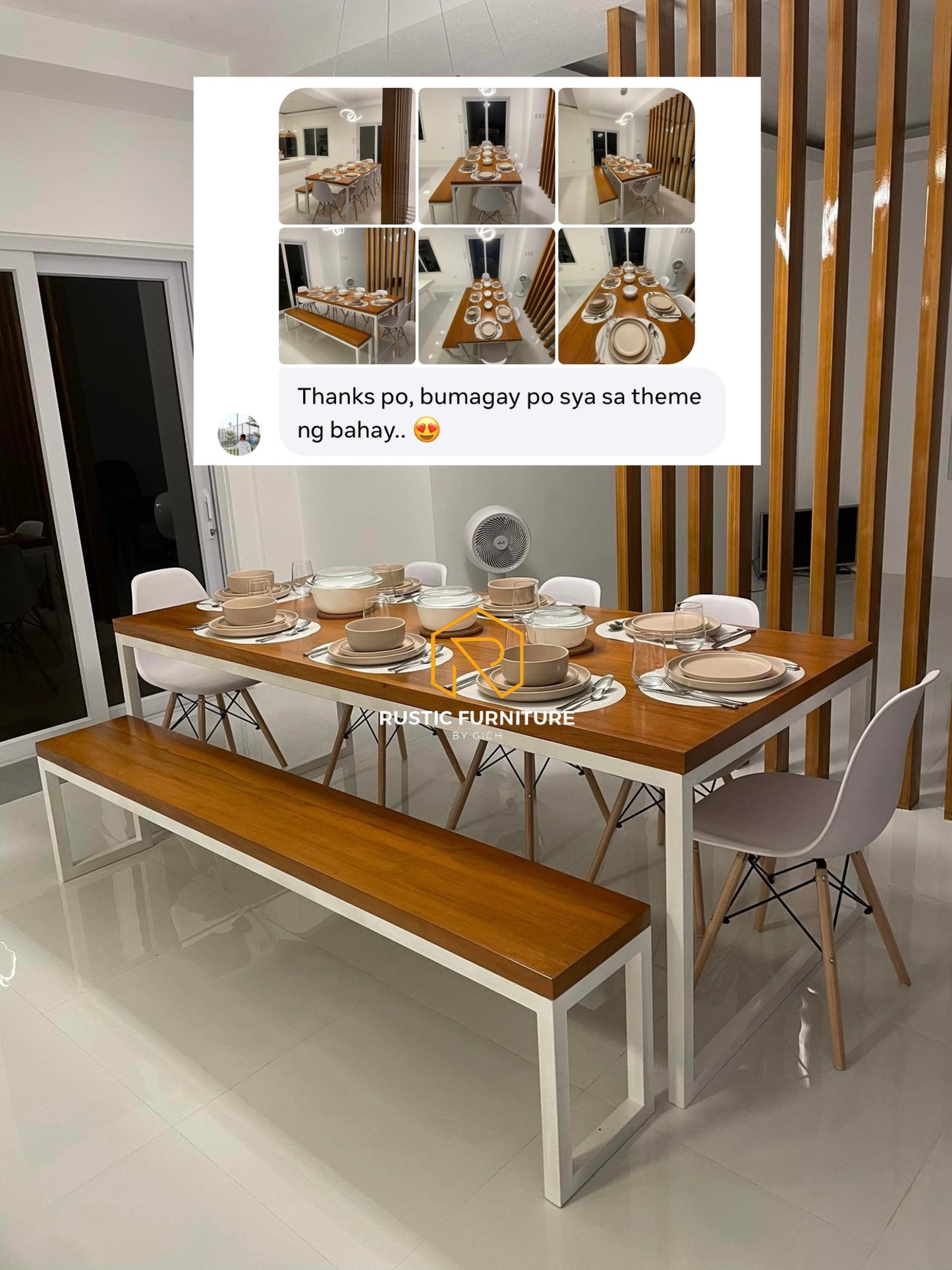 EMORI 8-SEATER INDUSTRIAL SCANDINAVIAN DINING SET