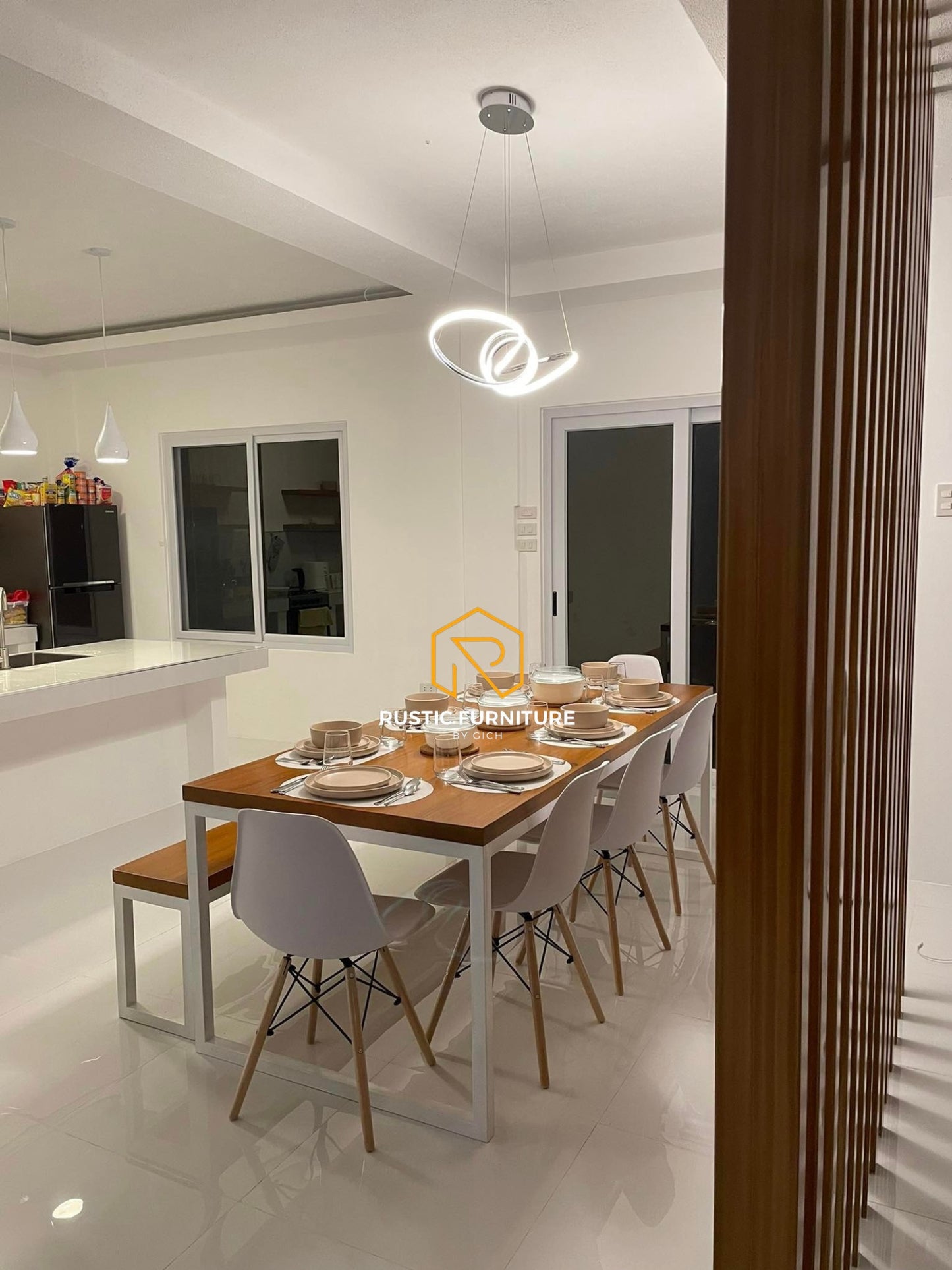 EMORI 8-SEATER INDUSTRIAL SCANDINAVIAN DINING SET