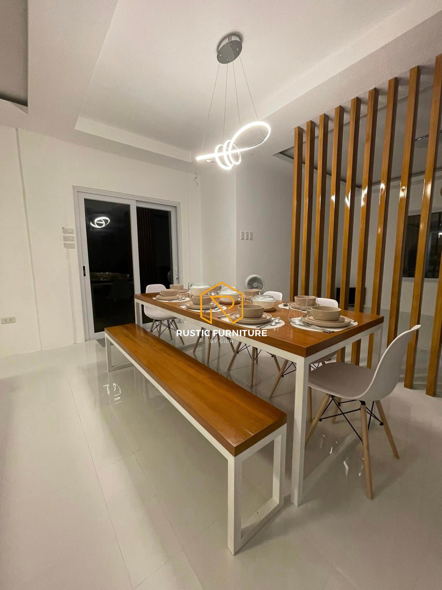 EMORI 8-SEATER INDUSTRIAL SCANDINAVIAN DINING SET