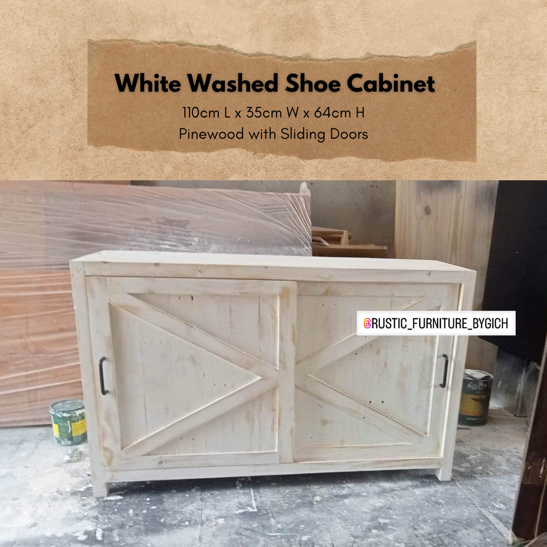 SHIRO WASHED WHITE SHOE CABINET